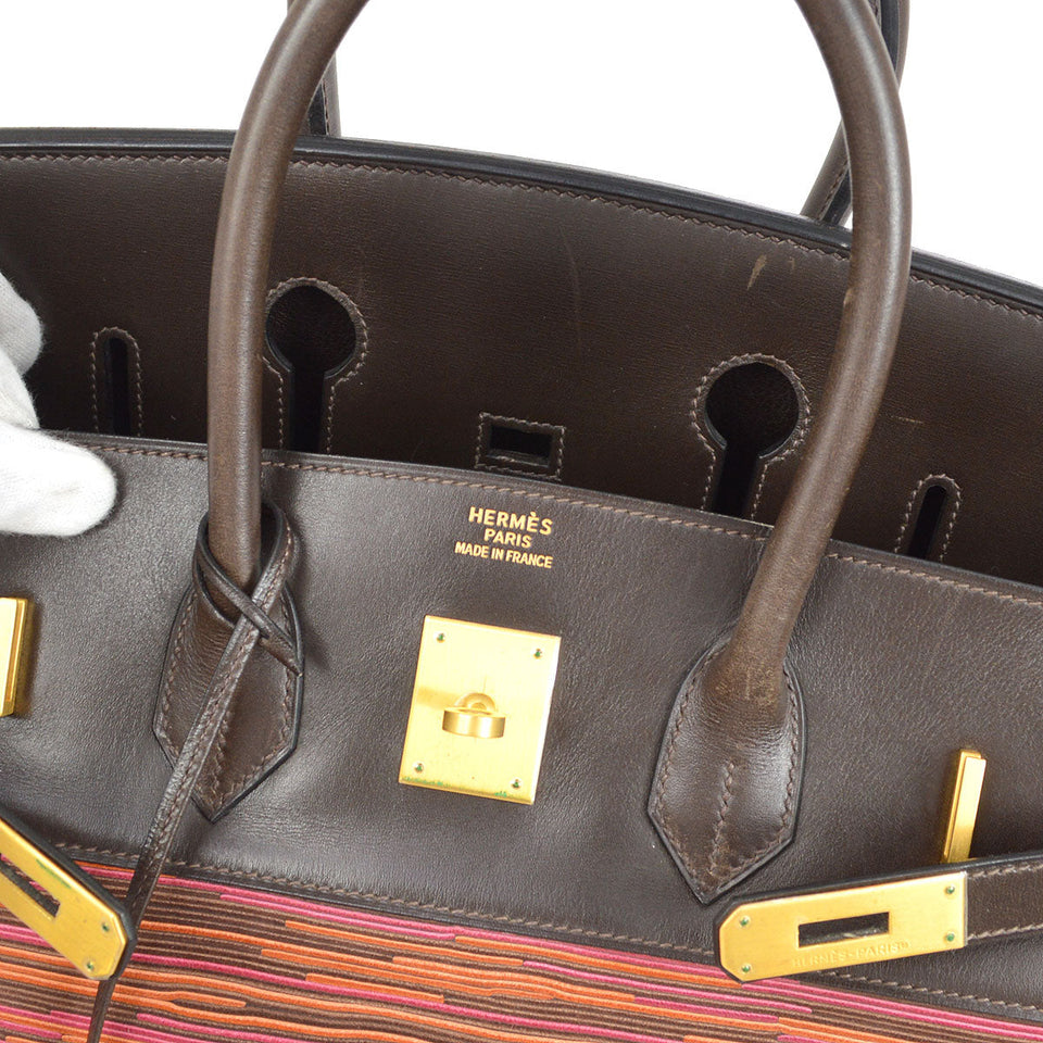 Hermes 2003 BIRKIN 35 Vibrato Calf Purple Orange Ebene