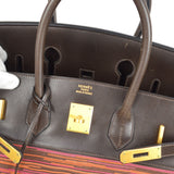 Hermes 2003 BIRKIN 35 Vibrato Calf Purple Orange Ebene
