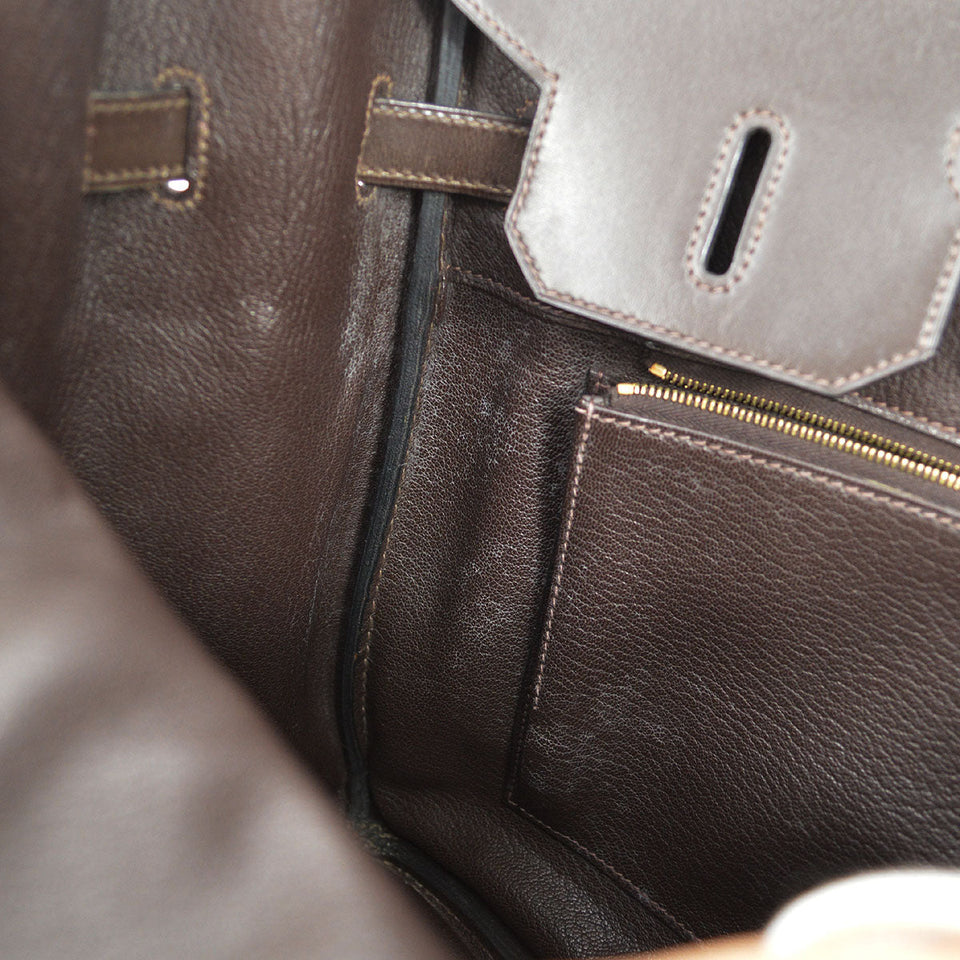 Hermes 2003 BIRKIN 35 Vibrato Calf Purple Orange Ebene