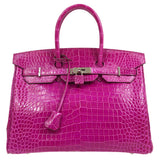 Hermes * 2012 BIRKIN 35 Porosus Lisse Rose scheherazade