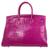 Hermes * 2012 BIRKIN 35 Porosus Lisse Rose scheherazade