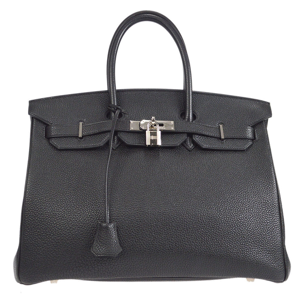 Hermes BIRKIN 35 Handbag Black Veau Crispe Togo