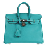 Hermes * 2012 BIRKIN 25 Blue Paon Veau Epsom