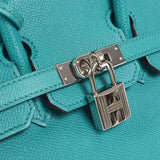 Hermes * 2012 BIRKIN 25 Blue Paon Veau Epsom