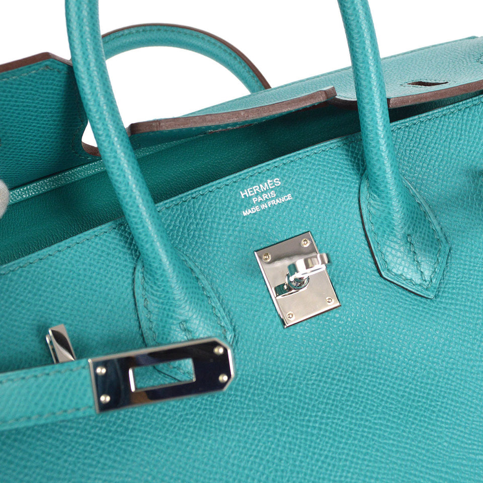 Hermes * 2012 BIRKIN 25 Blue Paon Veau Epsom