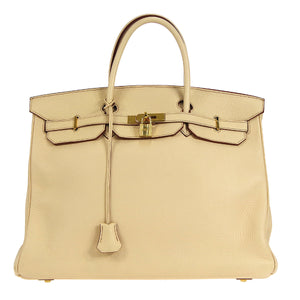 Hermes 2001 BIRKIN 40 Clemence Beige