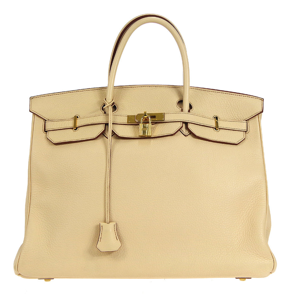 Hermes 2001 BIRKIN 40 Clemence Beige