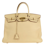Hermes 2001 BIRKIN 40 Clemence Beige