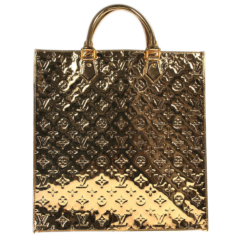 Louis Vuitton Sac Plat Tote Handbag Gold Monogram Miroir