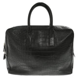 Saint Laurent- Paris Crocodile Embossed Leather Briefcase Black Bag