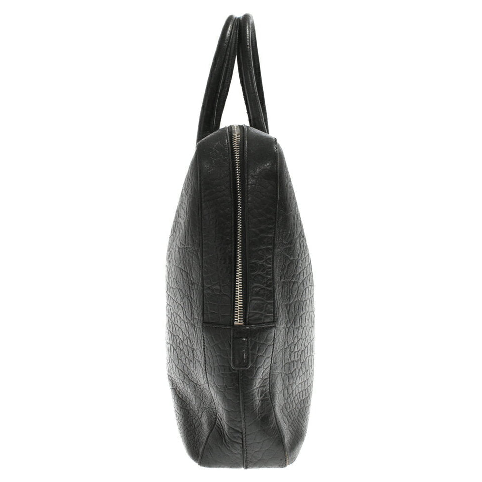 Saint Laurent- Paris Crocodile Embossed Leather Briefcase Black Bag