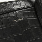 Saint Laurent- Paris Crocodile Embossed Leather Briefcase Black Bag