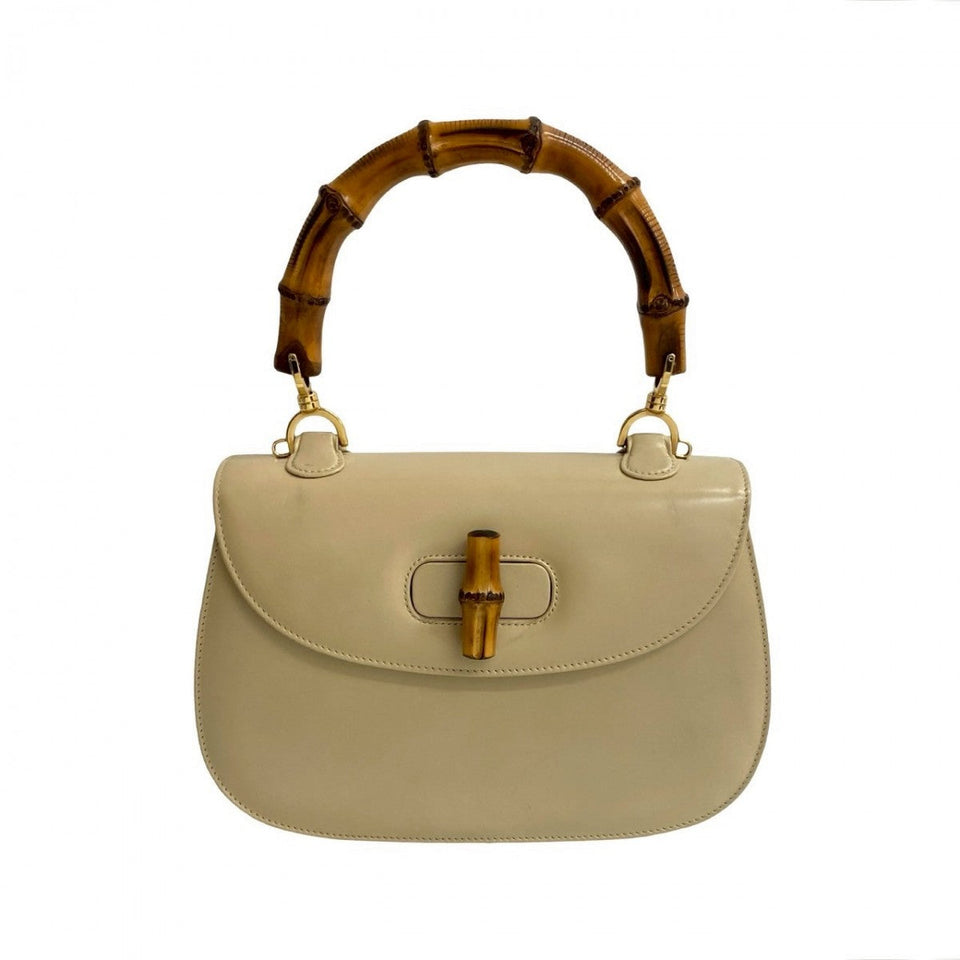 Gucci Handbag leather beige Bamboo