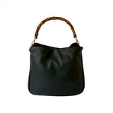 Gucci Handbag leather black Bamboo Women