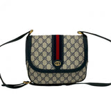 Gucci Shoulder Bag leather Navy Sherry line
