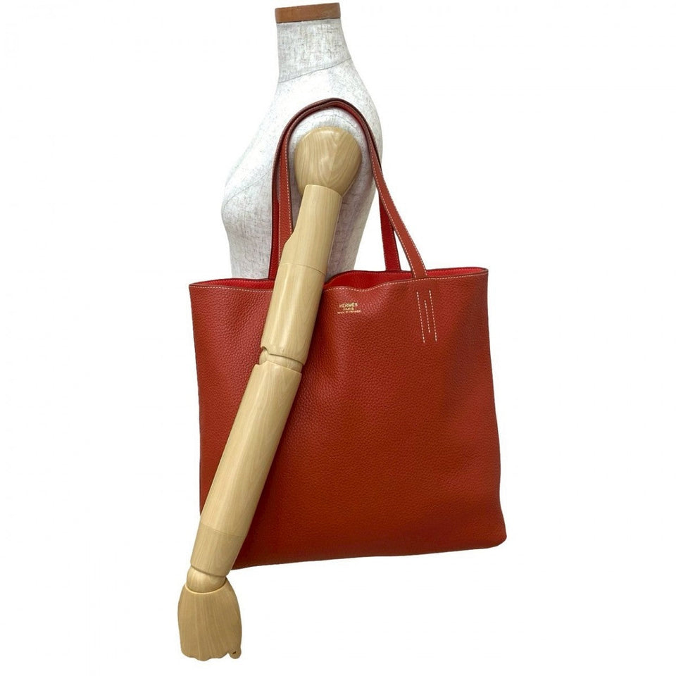 Hermes Tote Bag Taurillon Clemence Orange Double sense 45