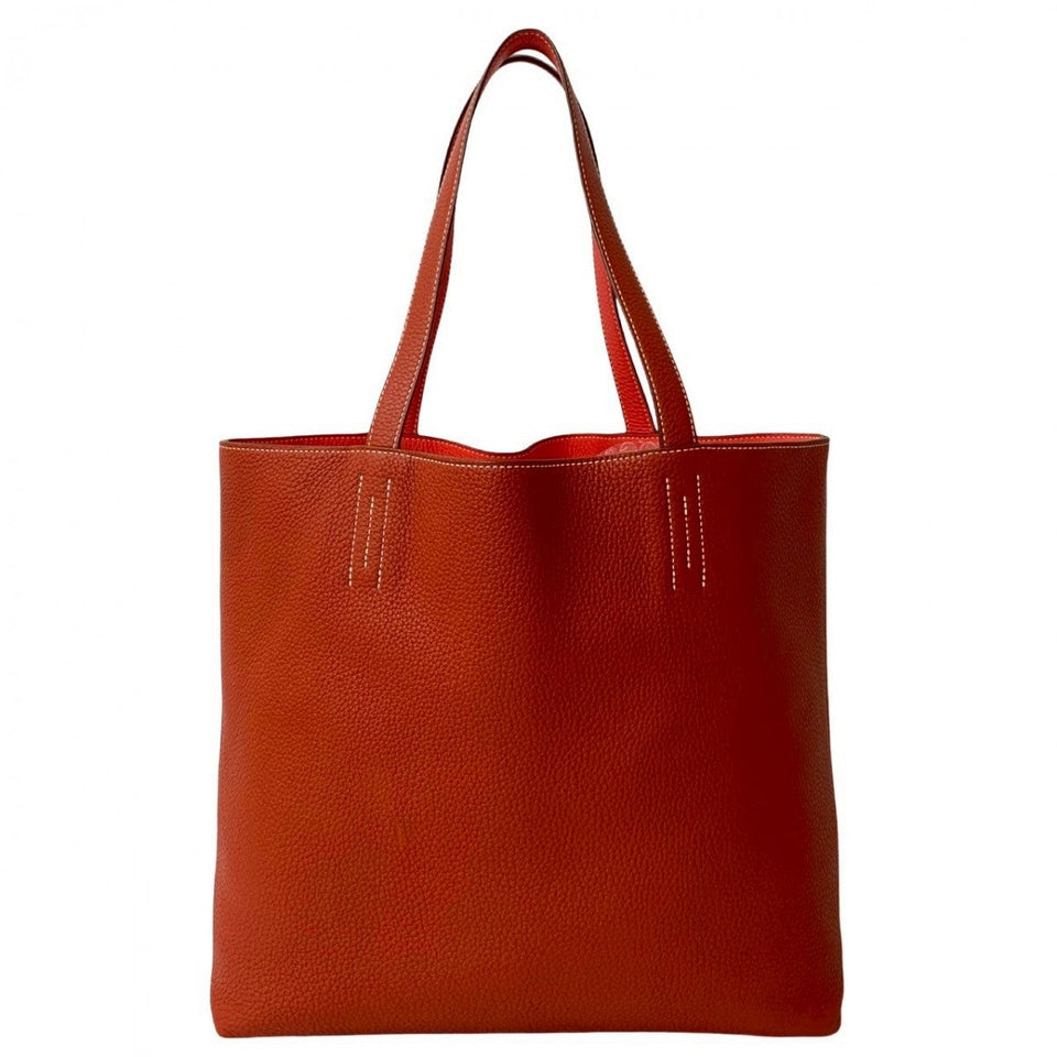 Hermes Tote Bag Taurillon Clemence Orange Double sense 45