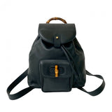 Gucci Backpack leather Navy Bamboo
