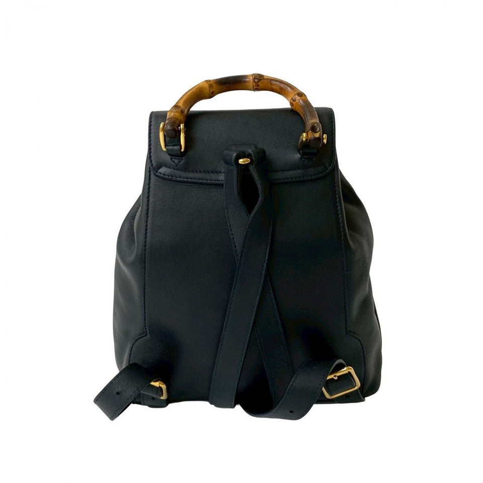 Gucci Backpack leather Navy Bamboo