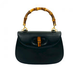 Gucci Handbag leather Navy Bamboo