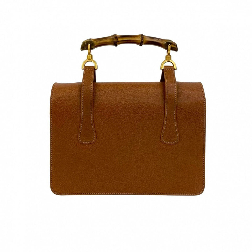 Gucci Shoulder Bag leather Brown Bamboo