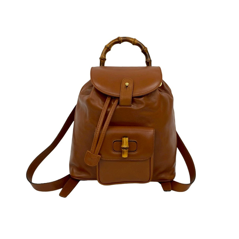 Gucci Backpack leather Brown Bamboo