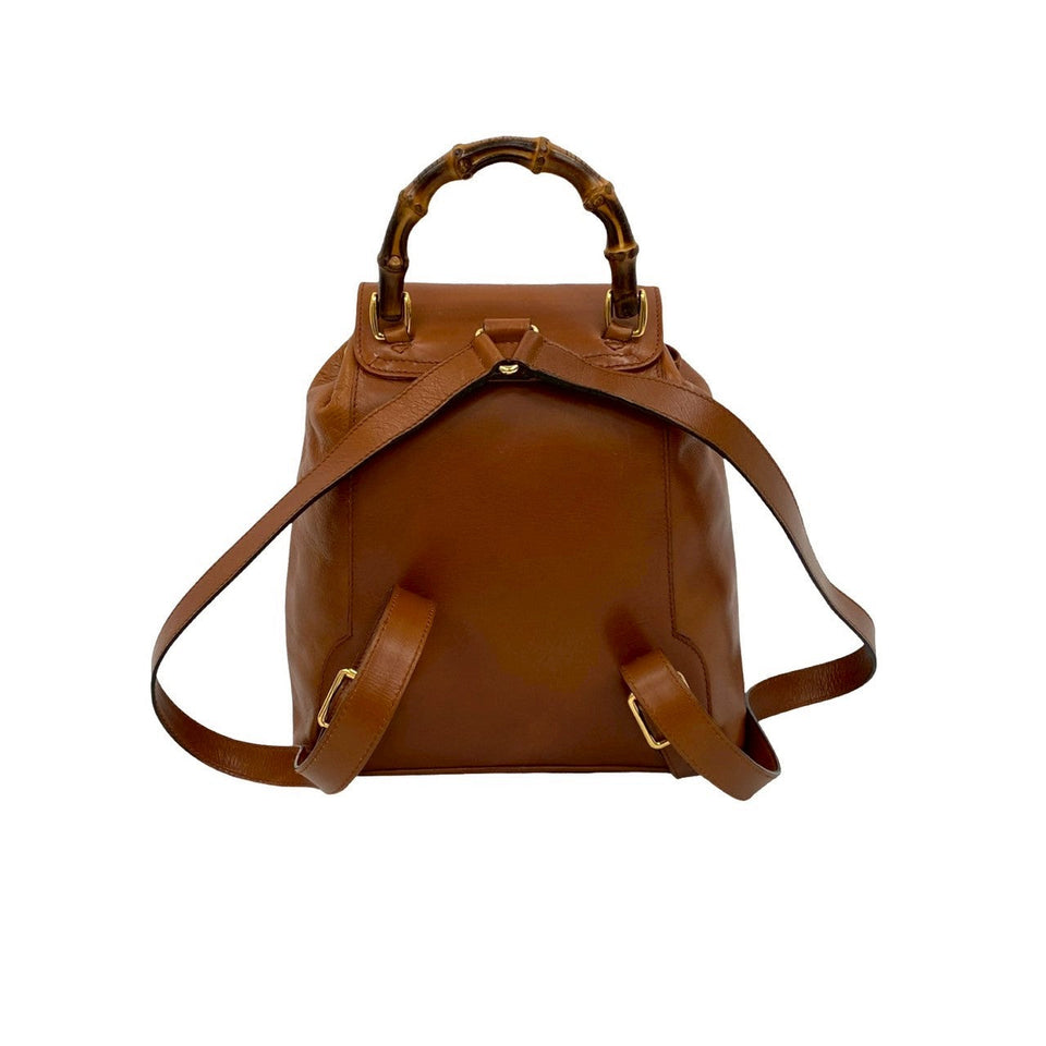 Gucci Backpack leather Brown Bamboo