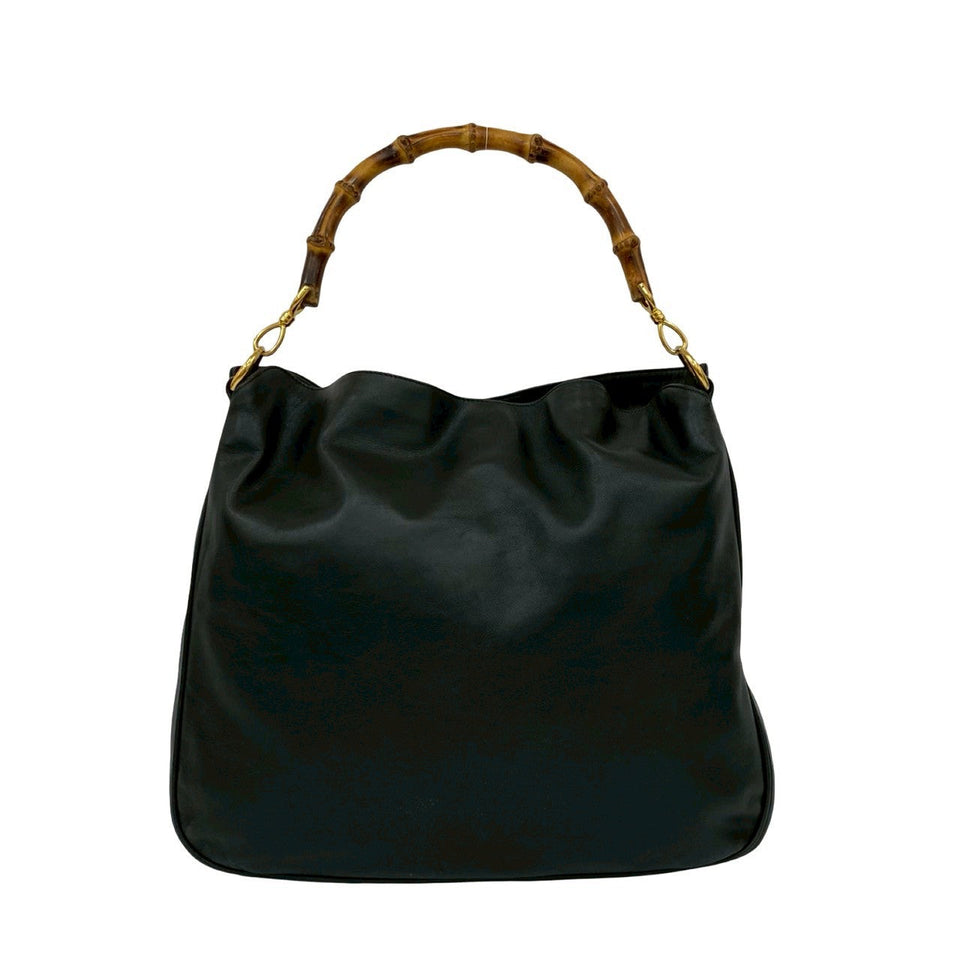 Gucci Shoulder Bag leather black Bamboo