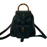 Gucci Backpack leather Navy Bamboo