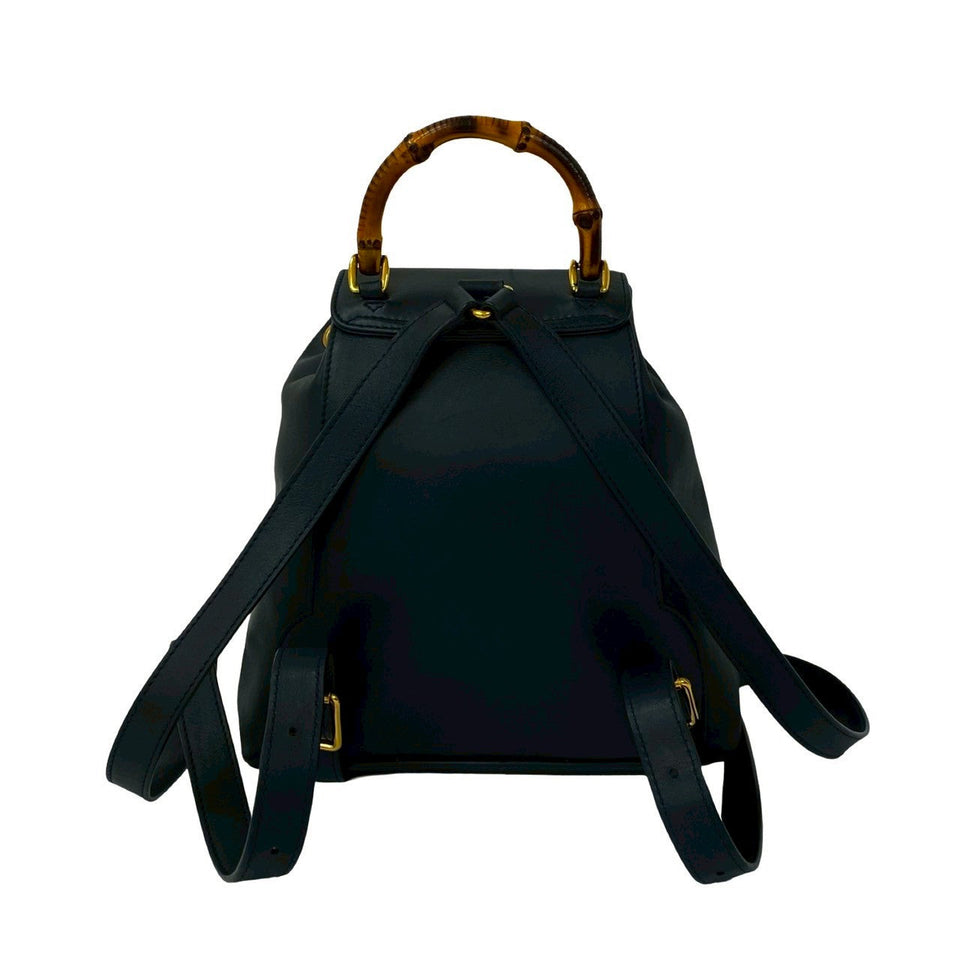 Gucci Backpack leather Navy Bamboo