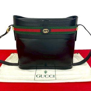Gucci Shoulder Bag leather black Sherry line