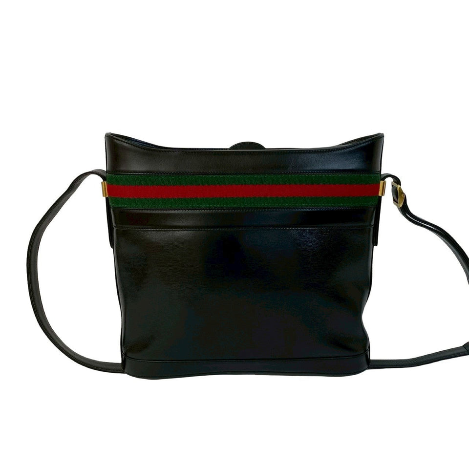 Gucci Shoulder Bag leather black Sherry line