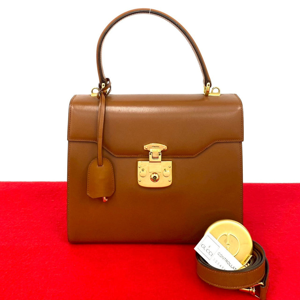Gucci Shoulder Bag Calfskin Brown
