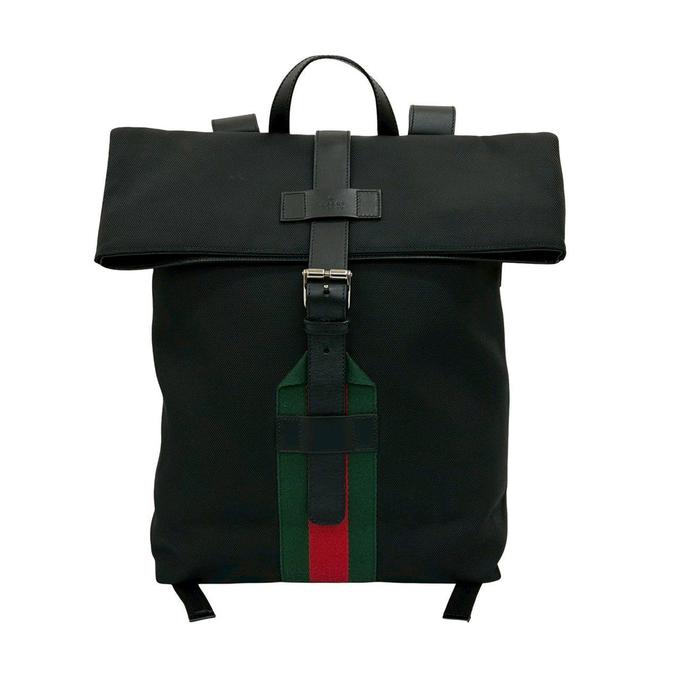 Gucci Backpack leather black Webbing line