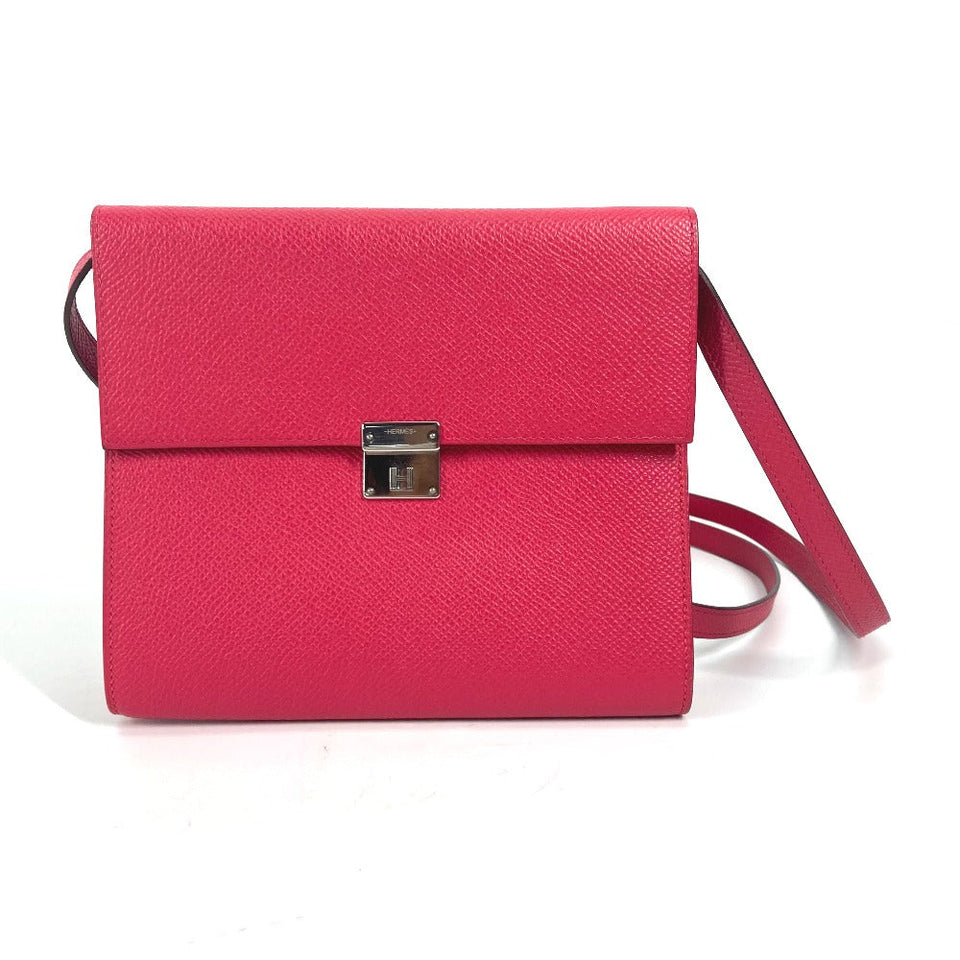 Hermes Shoulder Bag Epsom pink bag pochette clic16