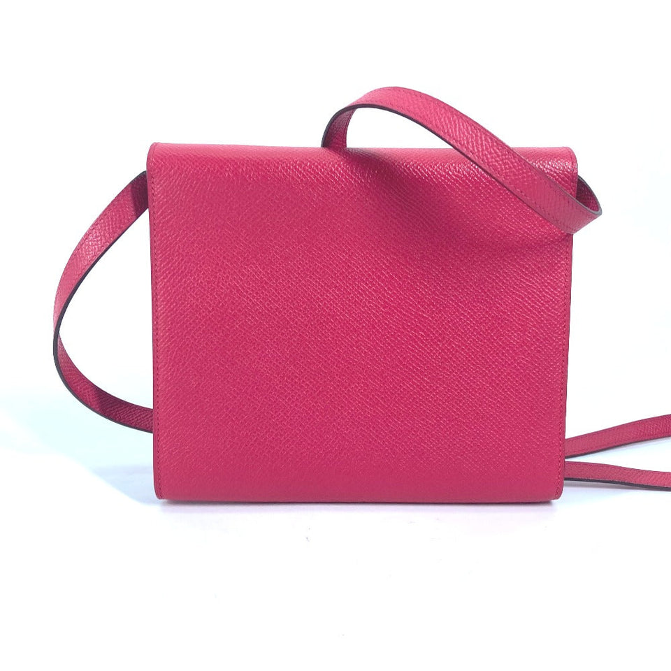 Hermes Shoulder Bag Epsom pink bag pochette clic16