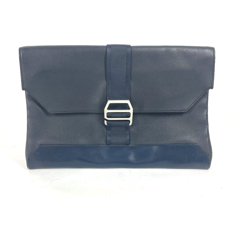 Hermes Clutch bag leather Navy City slide