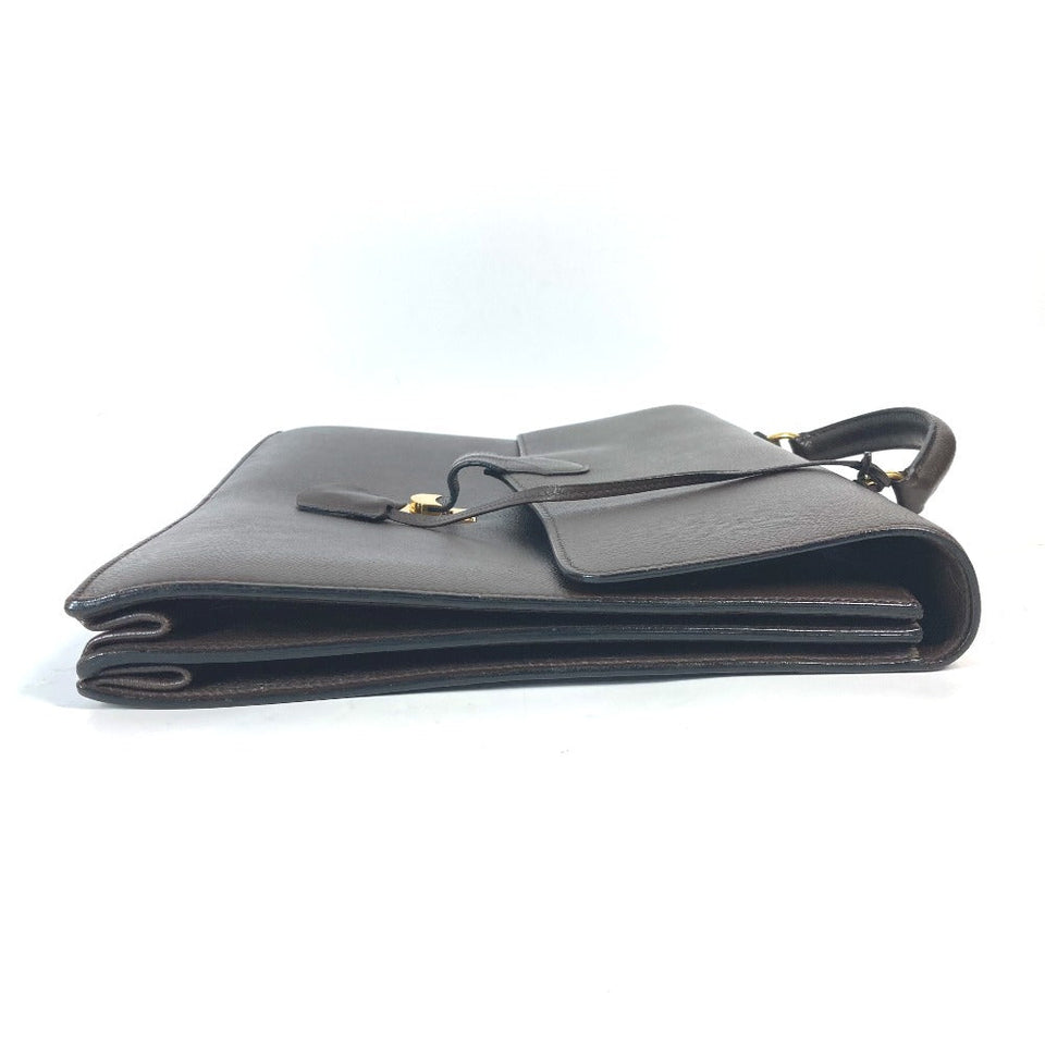 Hermes Business bag leather Brown Briefcase Terrill mens