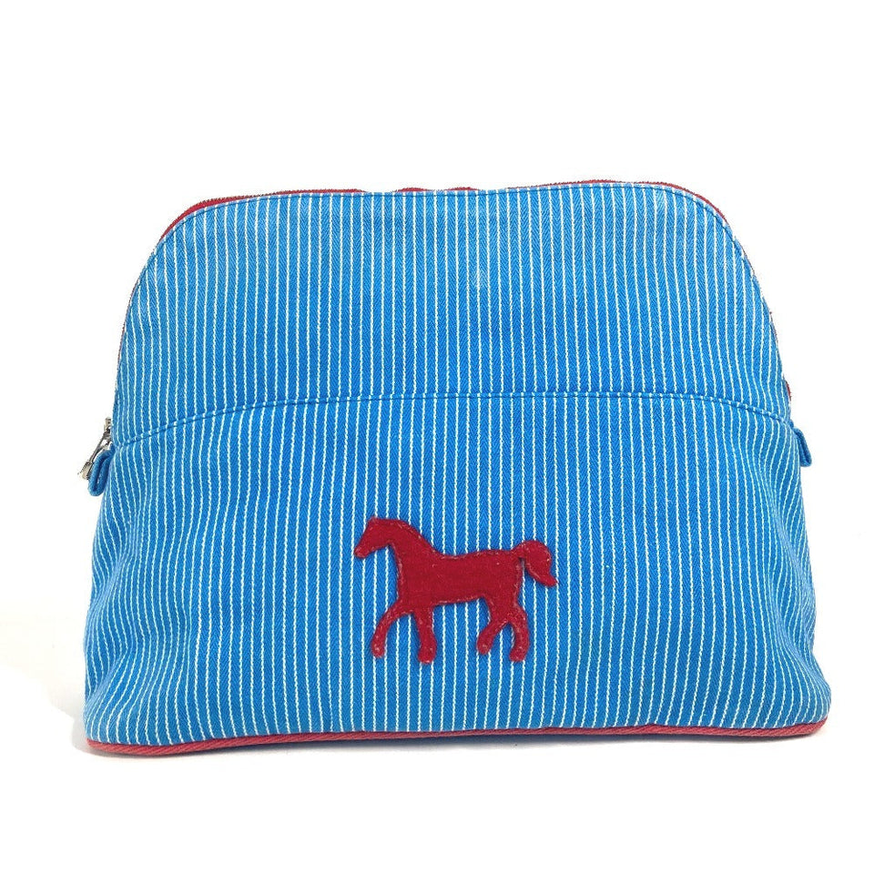 Hermes Pouch canvas blue BABY Baby Kids Caval Horse Pattern Stripe Kids