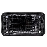 Hermes25cm Birkin Black Shiny Porosus Crocodile Palladium Hardware
