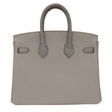 Hermes25cm Birkin Touch Gris Perle Togo/ Matte Alligator Gold Hardware