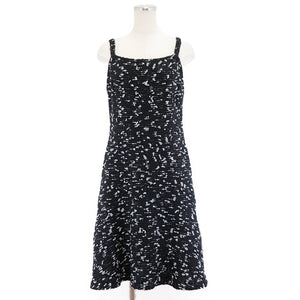Chanel Tweed Tulle Dress Black White Size 42