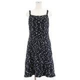 Chanel Tweed Tulle Dress Black White Size 42