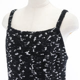 Chanel Tweed Tulle Dress Black White Size 42