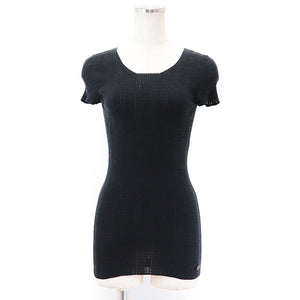 Chanel Short Sleeve Top Black Cotton Blend