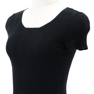 Chanel Short Sleeve Top Black Cotton Blend