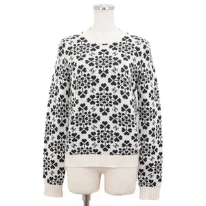 Chanel Cashmere Sweater, Heart Clover Pattern, Round Neck, Size 36