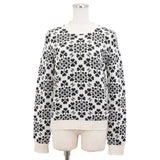 Chanel Cashmere Sweater, Heart Clover Pattern, Round Neck, Size 36