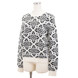 Chanel Cashmere Sweater, Heart Clover Pattern, Round Neck, Size 36