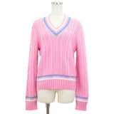 Chanel Cashmere Blend V-Neck Cable Knit Sweater